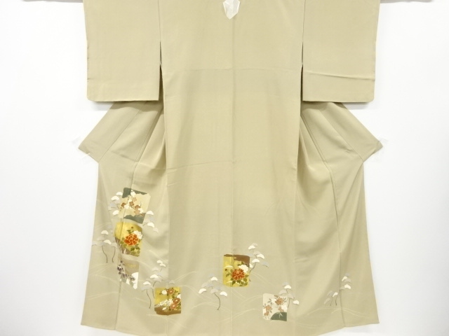 JAPANESE KIMONO / IRO-TOMESODE / UNUSED / EMBROIDERY / FLORAL PLANTS